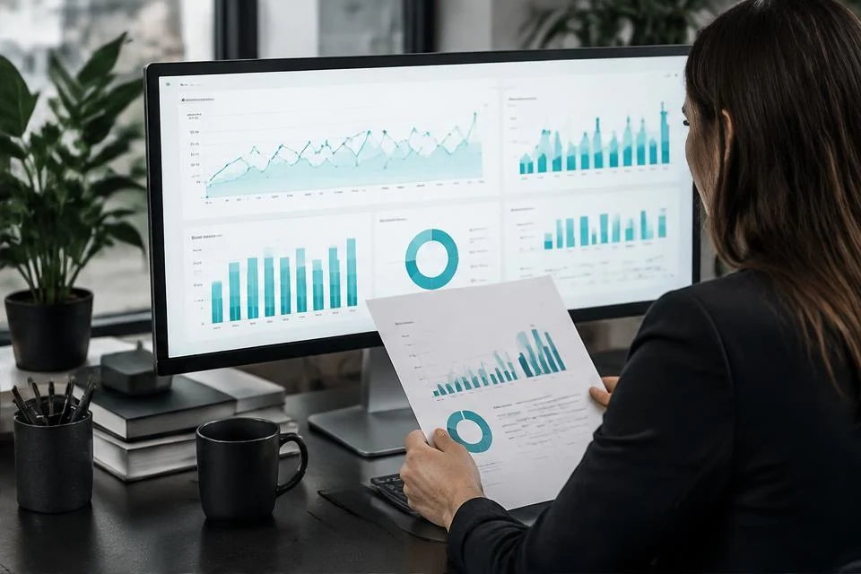 Reviewing website traffic and performance charts