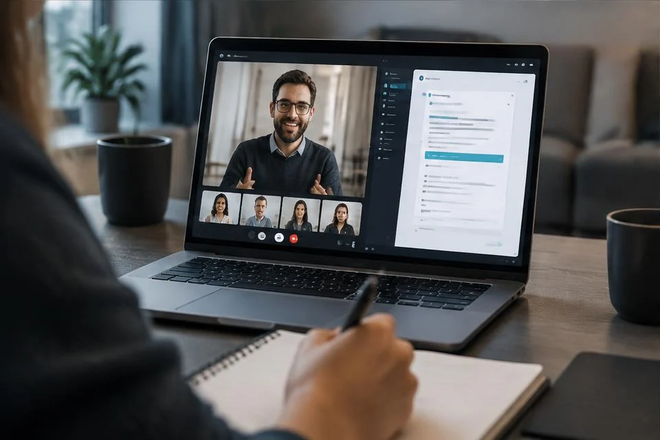 Remote AI tools training on a laptop