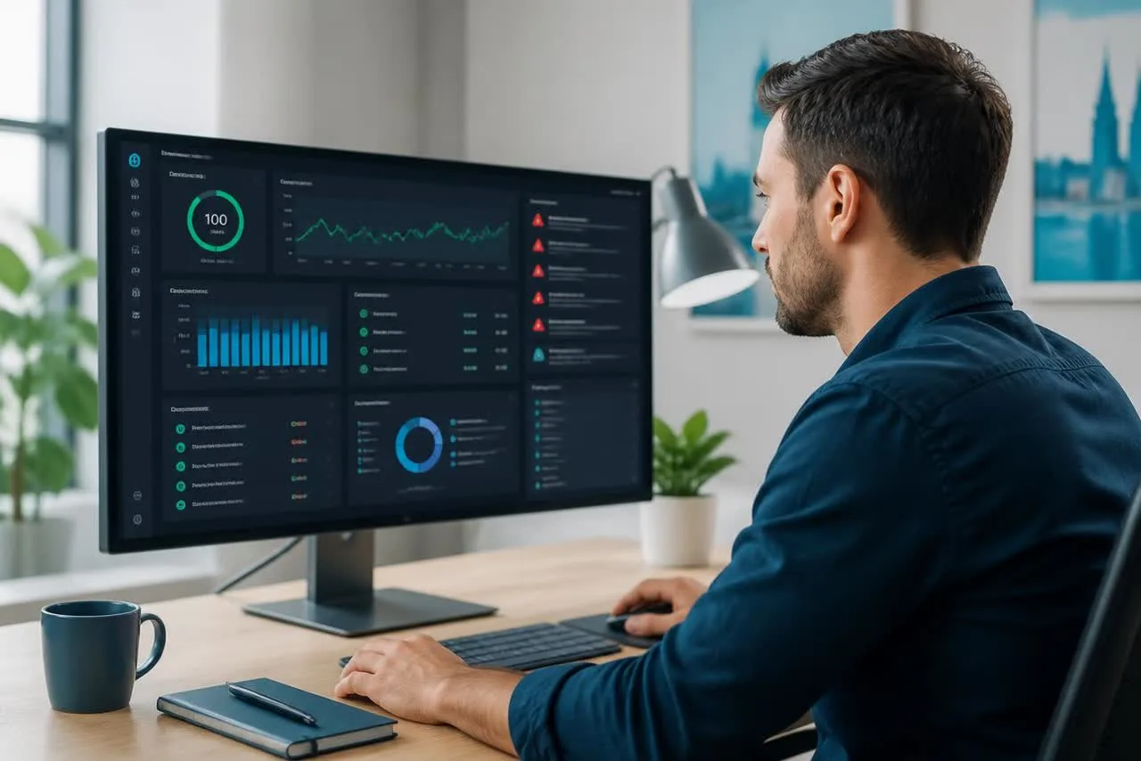 Équipe LaFirme analysant les performances d'un site web en maintenance