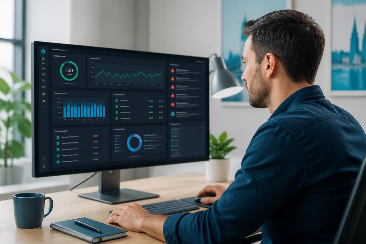 Équipe LaFirme analysant les performances d'un site web en maintenance