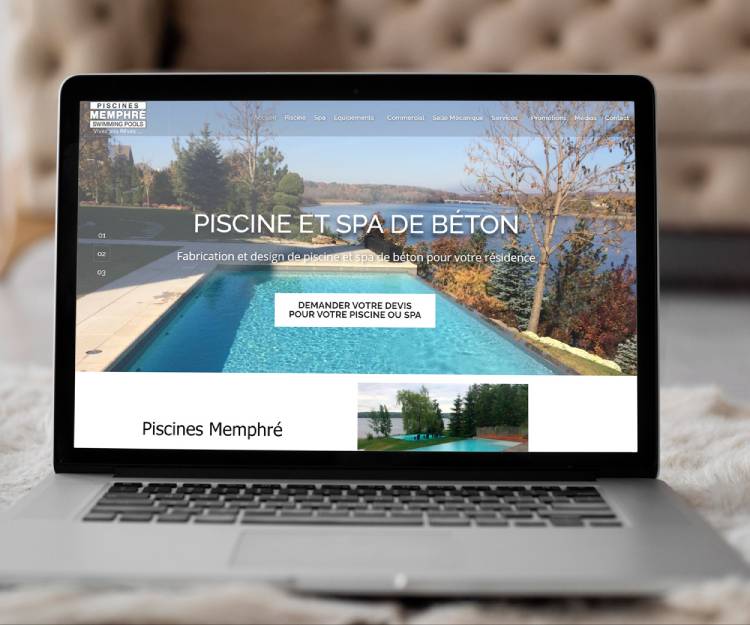 Design and publication for the Piscines Memphre website. Long term web maintenance project and SEO positioning.